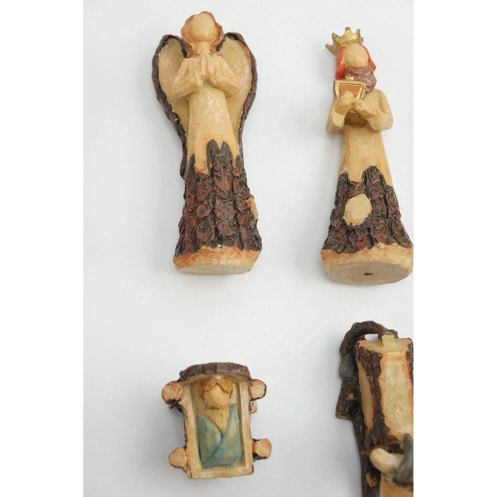 Ganz Nativity Set 10 Piece Resin Bark Texture Rustic Christmas EX11822 Excellent